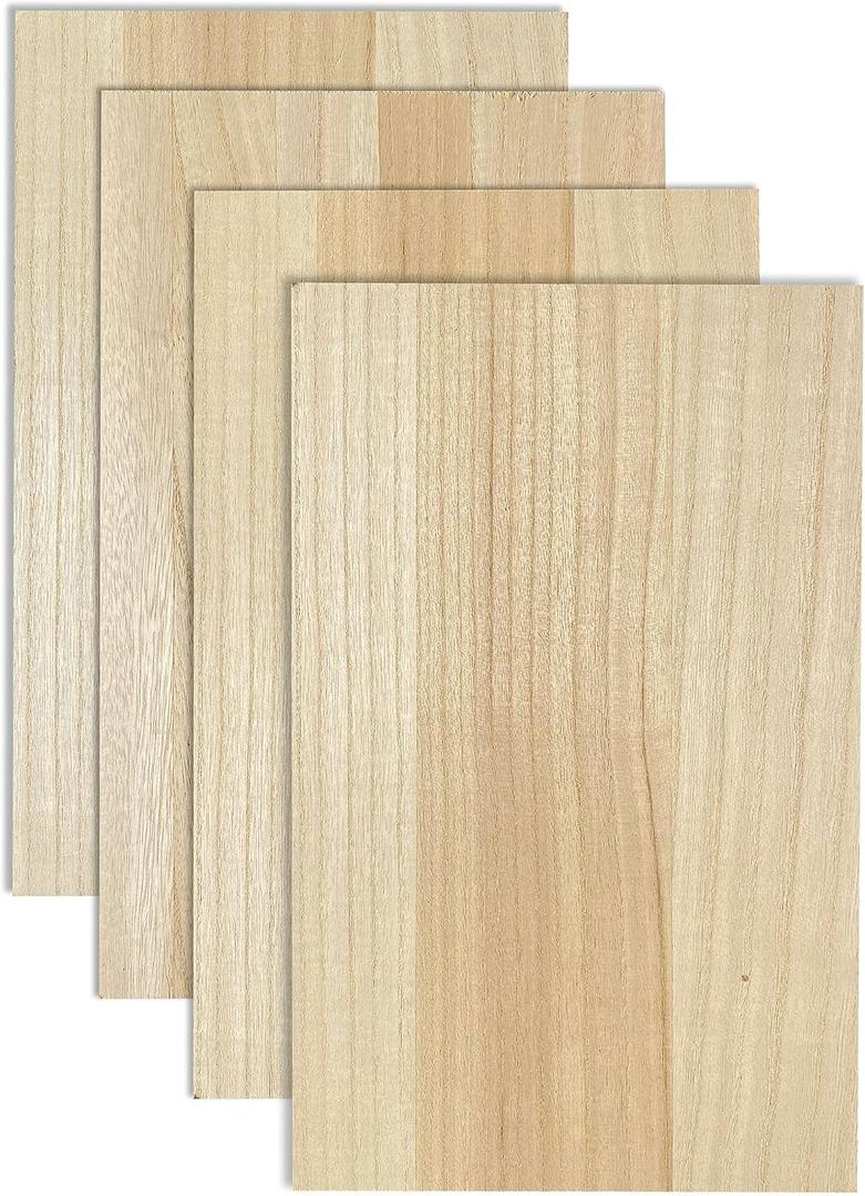 4 Pack Veneered MDF Double Sided Paulownia Wood,MDF Core,6.4mm 1/4th Inch, 10"x16" Unfinished Wooden Canvas Boards Signs for Engraving Painting Crafts