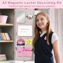18Pcs Locker Accessories, Pink Locker Decoration for Girls, Back to School Essentials Magnetic Locker Organizer, Mirror, Whiteboard, Pen Holder, Magnetic Picture Frame and Magnets
