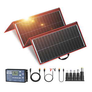 DOKIO 300W Portable Foldable Solar Panel Kit, Compact 19.3x37.4in Design 15.2lb with Standalone Controller and USB, Monocrystalline Charger for 12V Batteries, Power Stations, RV Camping Emergency Use