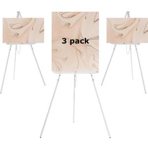 3 Pcs 63" Wooden Easel Stand for Sign, Dual-use Adjustable Height, Wood Floor Display Easel for Wedding, Welcome Board, Poster, Picture, Photo- White
