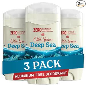 Old Spice Aluminum Free Deodorant for Men, 24/7 Lasting Freshness & Long Lasting Scent, 24/7 Sweat & Odor Protection, Deep Sea with Ocean Waves & Kelp Scent, 3.0 oz (Pack of 3)
