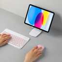 Rechargeable Bluetooth Keyboard and Mouse Combo for iPad, Ultra-Slim Portable Wireless Mouse Keyboard for iPad Pro Air Mini iPhone Samsung Tablet Cell Phone Android, iPadOS/iOS 13 and Above (Pink)