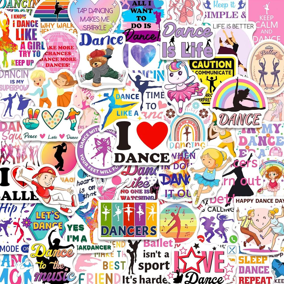 200 Pcs Dance Stickers, Waterproof Vinyl Dancer Stickers for Kids, Teens, and Girls, Cute Cartoon Dance Decals for Water Bottles, Laptops, Scrapbooks, Party Gifts