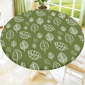Moosfor Printed Spandex Round Tablecloth Fitted Table Cloth for 36-44 Table, For Up to 36"-44" Round