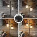 68" Farmhouse Floor Lamp With Mica Shade For Living Room,Modern Industrial Vintage Standing Floor Lamp for Bedroom ,Stepless Dimmable Rustic Tree Trunk Tall Lamp For Office,Living Room (Bulb Included)