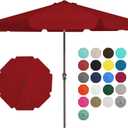 JEAREY 9 FT Patio Umbrella Outdoor, Table Umbrellas Market Umbrella w/Push Button Tilt/Crank, 8 Sturdy Ribs (Red)
