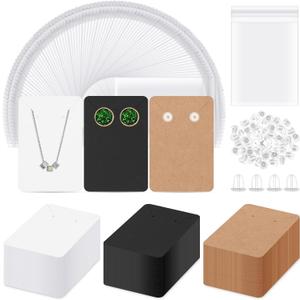 Glarks 550Pcs Earring Cards with Earring Backs and Self-Sealing Bags Kit, 9 x 6 cm 3 Colors Earring Display Cards Earring Holder Cards for Stud Earrings Dangle Jewelry Display Earring Packaging