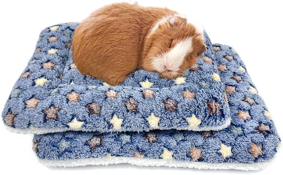 Amakunft 2 Pcs Guinea Pig Bed Mat Washable, Rabbit Winter Bed Pad for Indoor, Warm Small Animal Bed Mattres, Fleece Sleeping Pad for Bunny, Rat, Hedgehog, Sugar Glider, Chinchilla (Medium)