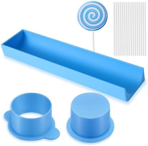 Round Cake Pop Mold with 9-Inch Tray, 3D Printed Cake Pop Cutter and Pusher, Baking Molds for Home Baking, Birthday Parties, Wedding Desserts (Blue), Missing detail