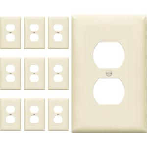 ENERLITES Duplex Receptacle Outlet Wall Plate, Gloss Finish, Midway Size 1-Gang 4.88" x 3.11", Unbreakable Polycarbonate Thermoplastic, UL Listed, 8821M-LA-10PCS, Light Almond, 10 Pack