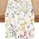 Watercolor Flowers Spring Table Runner Spring Summer Easter Flower Floral Home Kitchen Dining Room Table Decorations 13x72 Inch