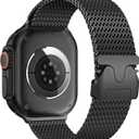 Milanese Mesh Loop Compatible with Apple Watch Bands 49mm 46mm 45mm 44mm 42mm for Men Women, Stainless Steel Mesh Loop with Parachute-style Buckle for iWatch Ultra 2 Series 10 9 8 7 6 SE 5 4 3 (44mm/45mm/46mm/49mm/(42mm Series 3 2 1), Black)