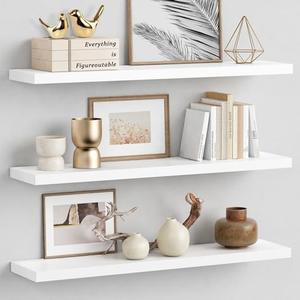 Forbena White Floating Shelves for Wall 36 Inches Long, Modern Wall Shelf for Living Room Decor, Large Deep Floating Shelf for Bedroom Home Office Closet Laundry Room Bathroom (3-Pack)
