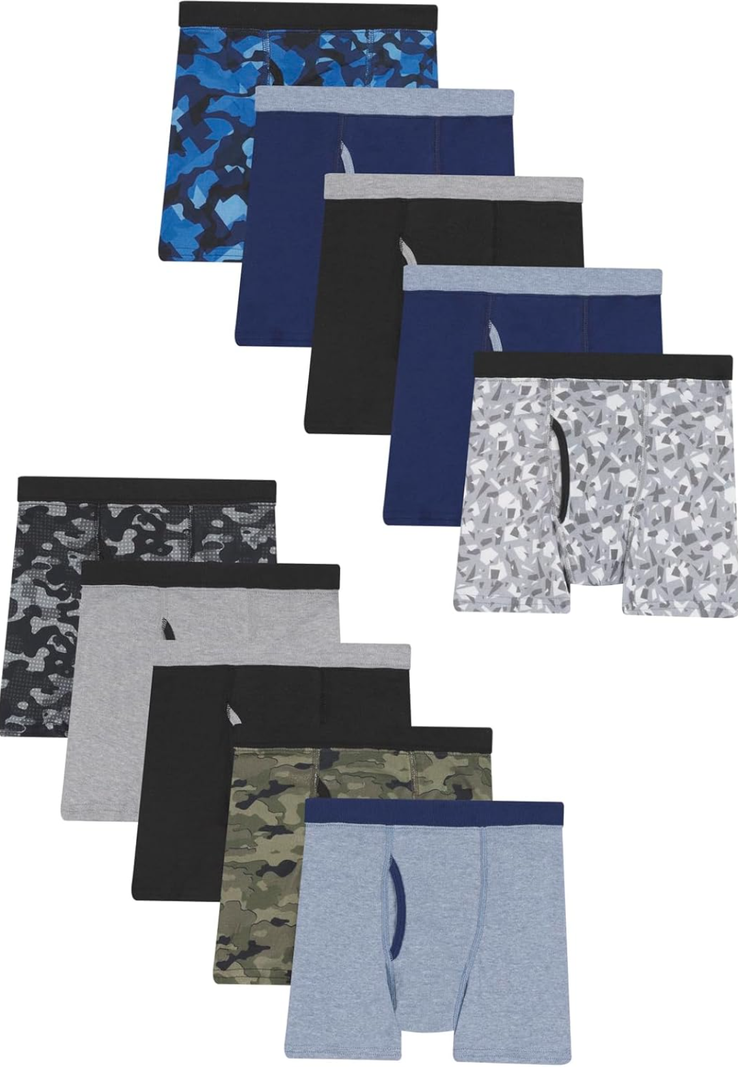 Hanes boys Hanes Boys' and Toddler Underwear, Comfort Flex Wb Boxer Briefs, 10-pack. Size S