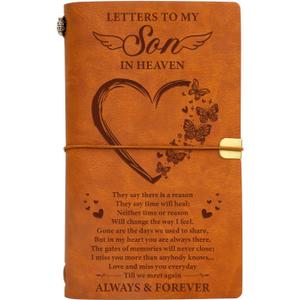 Vetbuosa Letter to Son in Heaven Leather Journal,Memorial Gifts for Loss of Son,Loss of Son Sympathy Gifts,Bereavement Gift Idea,In Memory of Loved One Gifts