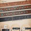 Western Belts Vintage Cowgirl Cowboy Country Belt for Woman Men Gifts, Carved Buckle-Belts for Jeans Pants Dresses (Brown)