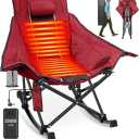 Suteck Heated Rocking Camping Chair, XL Oversized Rocking Chair Outdoor with 3 Heat Levels for Back and Seat, Heated Chairs Outdoor Sports W/20,000mAh Power Bank for Patio Lawn Picnic Travel