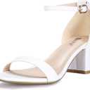 IDIFU Women's Cookie-LO Low Block Heels Chunky Sandals Ankle Strap Wedding Dress Pump Shoes (Size 9.5)