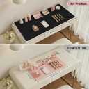 39.37"x17.7" Makeup Mat for Vanity Table Waterproof Non-Slip Large Desk Protector Pad, Heat Resistant Vanity Mat for Makeup Organizer, Cosmetic Table Cover for Bedroom, Office, Dressing Table., 17.7"*39.39"
