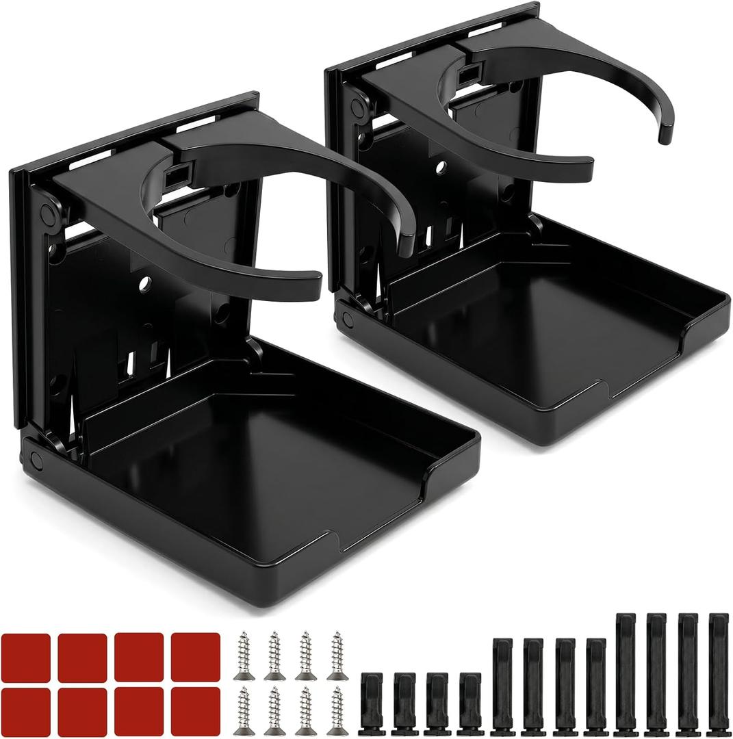 2 x 2PCS Boat Cup Holder for Car, Truck, Rv, Van, Kayak, ATV & Paddle Board | Adjustable Folding Design Fits Mugs & Water Bottles 2.36-3.94 Inch