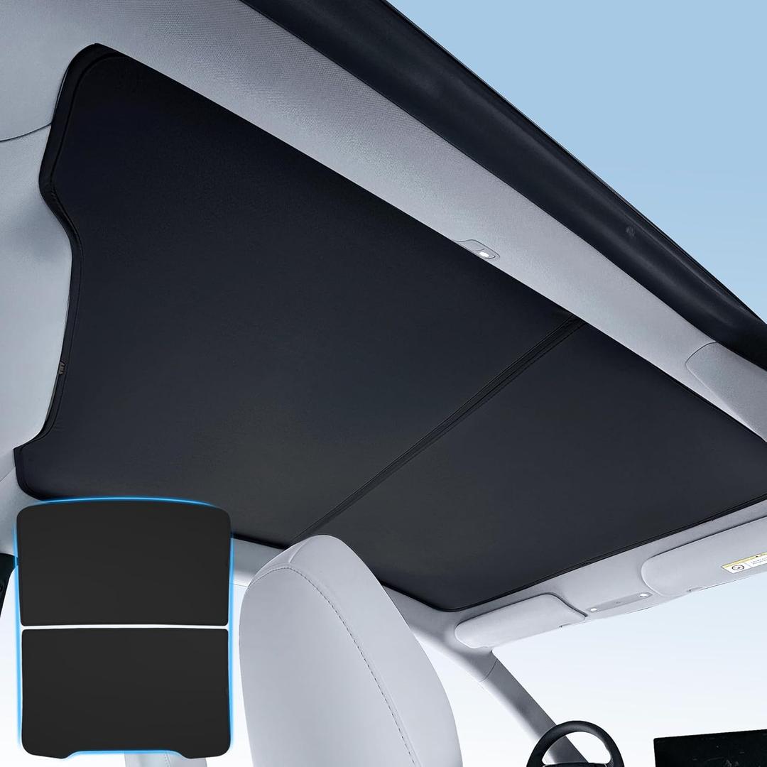 2025 Model Y Sunshade for Tesla Juniper Upgrade,No Sagging No Gaps Insulation Heat & UV Protection Glass Roof Sunshade Accessoires (Black)