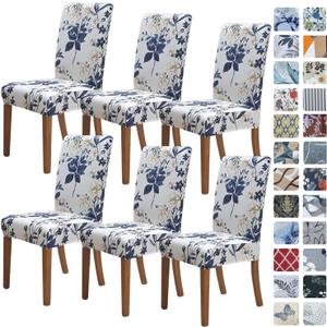 SPRINGRICO Chair Covers for Dining Room 6 Pack, Stretch Dining Chair Cover, Washable Spandex Kitchen Parsons Chair Slipcovers, Removable Seat Protector for Home or Party (Set of 6, Garden of Eden)
