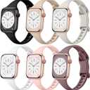 Lerobo Thin Slim Bands Compatible with Apple Watch 40mm 38mm 44mm 45mm 46mm 42mm 41mm 49mm SE iWatch Bands Ultra 3 2 1 Series 11 10 9 8 7 6 5 4 3 2 1 for Women Men, Soft Narrow Sport Strap Wristband (Black/ Nude/ Starlight/ White/ Sand Pink/ Smoke Violet)