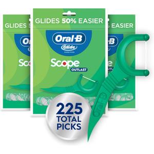 Oral-B Glide Mint Dental Floss Picks with Long Lasting Scope Flavor, 3 Pack of 75 Picks (225 Total)