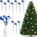 10 Pcs Christmas Ball Ornaments 7.9 Inch Red Green Gold Christmas Tree Picks for Holiday Wedding Vase Fillers Xmas Tree Topper DIY Wreath Crafts Decor (White,Silver,Blue)