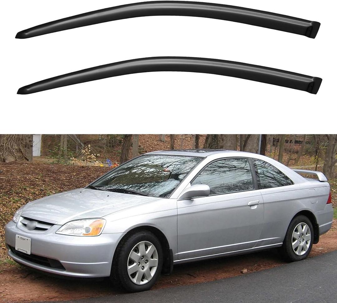 Window Visors Rain Guards Shield for 2001-2005 Honda Civic Coupe, Out-Channel Window Vent Wind Deflectors Visors Shades for 01-05 Civic