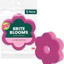 Scotch-Brite Brite Blooms Extra Gentle Scrub Sponge, Dishwasher-Safe Kitchen Sponge for Cleaning Delicate Surfaces, Pink Spring Flower Dish Sponges Made with 100% Recycled Fibers, 1 Count