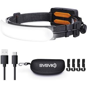 svsviio Headlamp Rechargeable PRO+,7500mAh 1500 Lumen Super Bright 230Beam LED Head Lamp,Head Lights for Forehead,3 Modes,IPX6 Headlamps for Adults Camping/Mechanic/Hard Hat Black