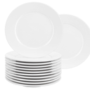 Porcelain Dessert Plates Set of 12, 7 Inch White Dinner Plates, White Salad Plate, Ceramic Appetizer Plate for Snack, Bread, Fruit, Cake, Microwave & Dishwasher Safe