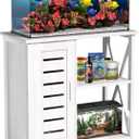 Herture 20-29 Gallon Fish Tank Stand, Aquarium Stand with Cabinet Accessories Storage, Heavy Duty Metal Frame, 31.49" L*15.74" W Tabletop, 330LBS Capacity,White PG07YGW