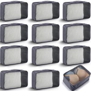 Woanger 12 Pcs Small Packing Cubes for Travel, Light Packing Cubes for Suitcases Mesh Luggage Organizer Bags Travel Accessories Essentials 12 x 8 x 5 Inch(Grey)