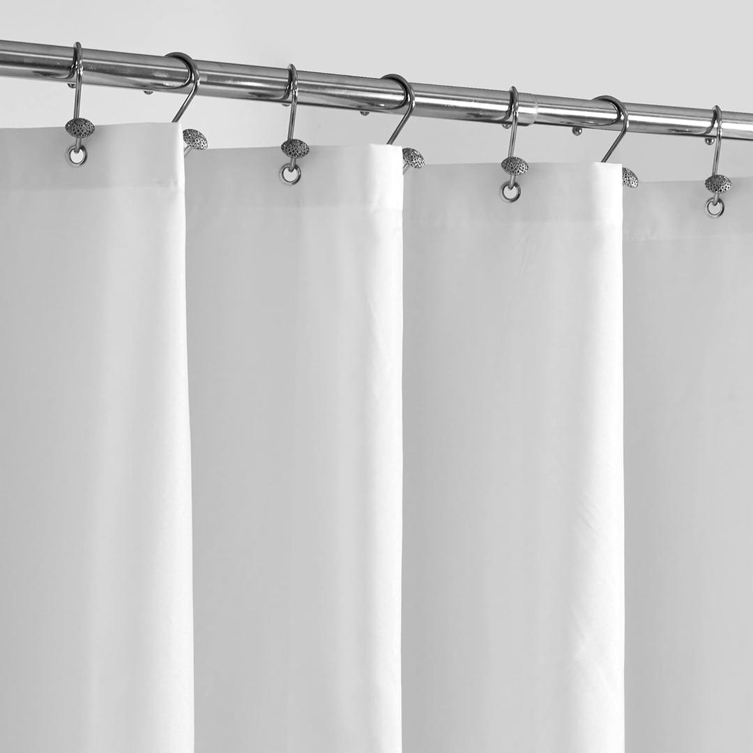 ALYVIA SPRING Extra Long Fabric Shower Curtain Liner Waterproof - 72" x 96", Soft & Lightweight X-Long Shower Curtain with Magnets, Machine Washable - 72x96, White (72"W x 96"L (Pack of 1), White)