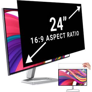 24 Inch Monitor Privacy Screen Computer Screen Privacy Filter for 16:9 Widescreen Monitors Anti-Glare Blue Light Filter Cover (1 Pack 24 inch)