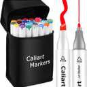 Caliart 24 Colors Fine & Chisel Permanent Alcohol Markers, Dual Tip Artist Sketch Art Markers Set for Adult Coloring Book, Aesthetic Cute School Supplies, Pens for Drawing Coloring Illustrations