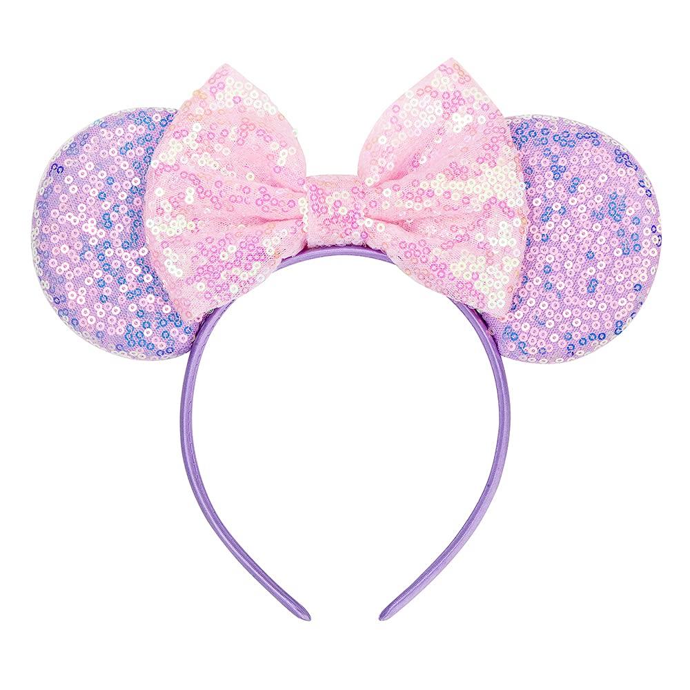 Mouse Ears Bow Headbands, Purple Rapunzel Inspired Minnie Ears, Princess headband Cosplay Costume for Women & Girls,One Size Fits All (Purple) (1 Count (Pack of 1))