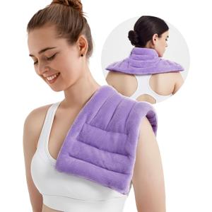 Microwave Heating Pad for Pain Relief, 8 x 18 Microwavable Moist Heat Pads for Neck, Shoulder, Back, Knee, Period Cramps, Rice Heat Pack Hot & Cold Compress Reusable & Portable, Purple