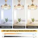 42" Retractable Ceiling Fans with Lights, Crystal Chandelier Ceiling Fan with Remote & APP Control, Modern Dimmable LED Fandelier for Living Room, Dinning Room, Bedroom (Gold)