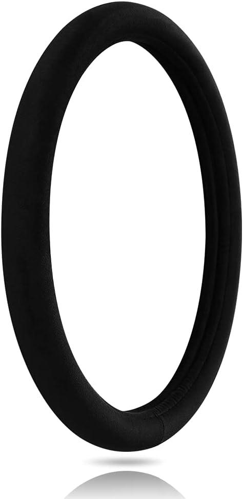 OTOSTAR Soft Velvet Steering Wheel Cover, Universal Luxury Steering Wheel Protector Car Interior Accessories 15 inch (Black)