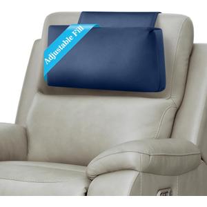 Recliner Headrest Pillow, Adjustable Comfort Neck & Head Support Pillow, Soft Velvet Non-Slip Headrest for Pain Relief & Relaxation, Ideal for Recliner, Couch, Chair, Sofa (Navy Blue)