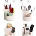Desk Pencil Pen Holder, 3 Slots 360-Degree Spinning Organizers, Desktop Storage Stationery Supplies, Cute Cup Pot for Office, School, Art Supply, Kids - White