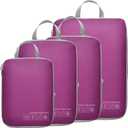 Cambond Compression Packing Cubes for Travel Women - Travel Bags Luggage Organizers Travel Essentials Compression Cubes for Travel Carry on Suitcases (4 Set, 01 Attractive Purple)