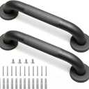 Rackickyer Shower Grab Bar, 2 Pack 12 Inch Gray Bathroom Grab Bar, 1.25" Diameter 304 Stainless Steel AntiSlip Grab Bars for Bathtubs and Showers, Handicap Shower Grab Bar for Seniors Elderly