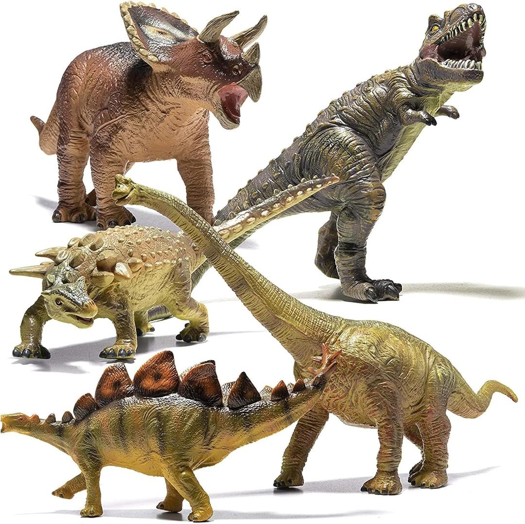 PREXTEX Jumbo Dinosaur Toys Set - 5 PCS Large, Realistic Dinosaur Toys for Kids - Lifelike Dino Toy Figures for Play and Learning - Giant Dino Figures with Hand-Painted Details