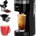 Sunvivi Iced Coffee Maker, Single Serve Coffee Maker with 3 Brewing Options for K Cup Pod or Ground Coffee, 30oz Removable Water Reservoir & Reusable Filter, Ideal for Home & Office, Black (Touch Screen)