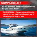 2pc 12FT Throttle Shift Remote Control Cable, Fit for Johnson Evinrude Remote Control Outboard Engine 1979-Now, Part# 0173112, 173112, CCX20512, CC63612