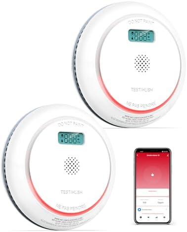 SITERWELL WiFi Smoke Detector, Smart Smoke and Carbon Monoxide Detector with LCD Display, 2.4G WiFi Smoke Detector and Carbon Monoxide Detector Combo Conforms to UL 217 & UL 2034 Standards, 4 Pack